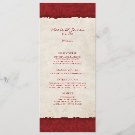 Menu Rode  landbruiloft (Voorkant)