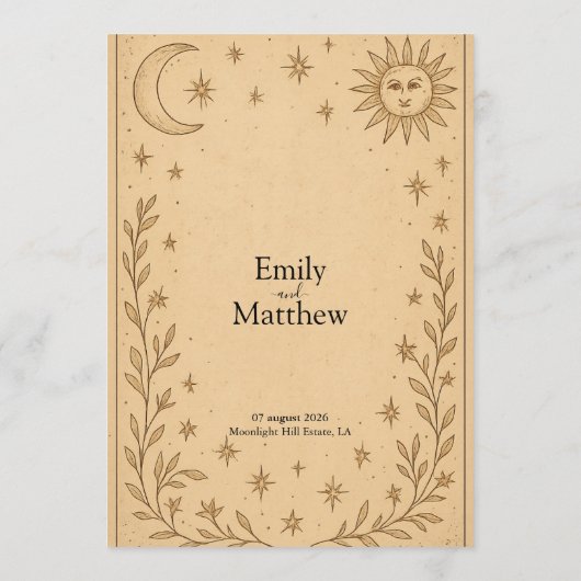 Menu Romance céleste Conception mystique céleste (Dos)