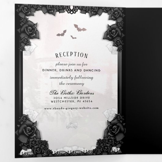 MENU Romance gothique Halloween noir et blanc (Intérieur en premier)