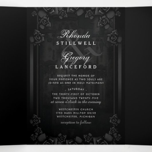 MENU Romance gothique Halloween noir et blanc (Intérieur au milieu)