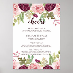 Menu Romantic Blooms Weddenschap Poster