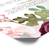 Menu Romantic Blooms Weddenschap Poster (Hoek)