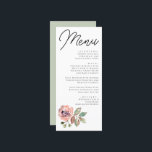 Menu Romantic Blush Mauve Horizontal Enregistrer la car<br><div class="desc">Cette carte à l'aquarelle fleurie romantique et mauve est le design parfait pour accompagner un mariage élégant et sophistiqué. Avec des fleurs d'aquarelle vintage rose,  dans les teintes de rougeur,  rose,  mauve,  pêche,  sauge,  olive et turquoise,  il est sûr de compléter le look que vous voulez.</div>