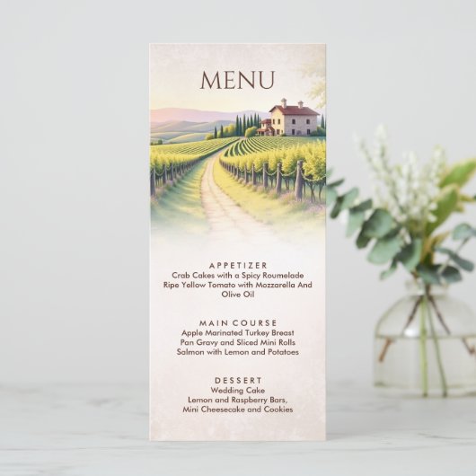 Menu Romantic Vineyard Rustic Wedding (Debout devant)