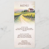 Menu Romantic Vineyard Rustic Wedding (Devant)