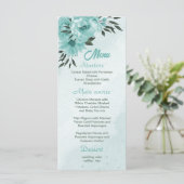 Menu Romantique bleu fleurs verdure mariage (Debout devant)