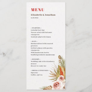 Menu romantique boho fleurs séchées du désert