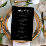 Menu romantique budget blanc et noir mariage<br><div class="desc">Script de calligraphie minimaliste simple blanc et noir tendance texte personnalisé modèle BUDGET carte de menu mariage abordable.</div>