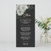 Menu romantique fleurs blanches verdure mariage noir (Debout devant)