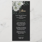 Menu romantique fleurs blanches verdure mariage noir (Devant)