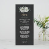 Menu romantique fleurs blanches verdure mariage noir (Debout devant)