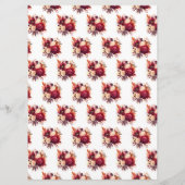 Menu Romantique Roses Rouges Mariage Floral (Dos)