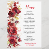 Menu Romantique Roses Rouges Mariage Floral (Devant)