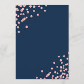 Menu Romantique Script Mariage Confetti Rose Gold Navy (Dos)