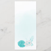 Menu romantique turquoise blanc mariage à fleurs (Dos)