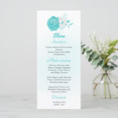 Menu romantique turquoise blanc mariage à fleurs (Debout devant)