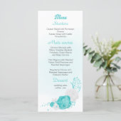 Menu Romantique turquoise mariage blanc floral (Debout devant)