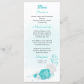 Menu Romantique turquoise mariage blanc floral (Devant)