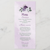 Menu romantique violet fleurs blanches vert feuille (Devant)