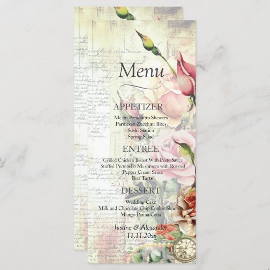 Menu Roos bruiloft (Voorkant / Achterkant)