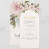 Menu Roos Succulent Romantic Floral Wedding Kaart (Voorkant / Achterkant)