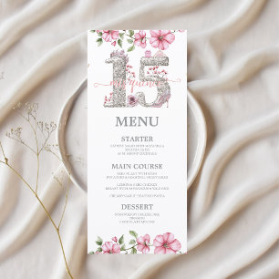 Menu Rose argent Mis Quince Quinceañera