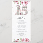 Menu Rose argent Mis Quince Quinceañera (Devant)