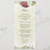 Menu rose blanc poussiéreux fleurs mariage botanique (Devant)