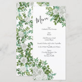 Menu Rose blanche Mariage Floral Classic (Devant / Derrière)