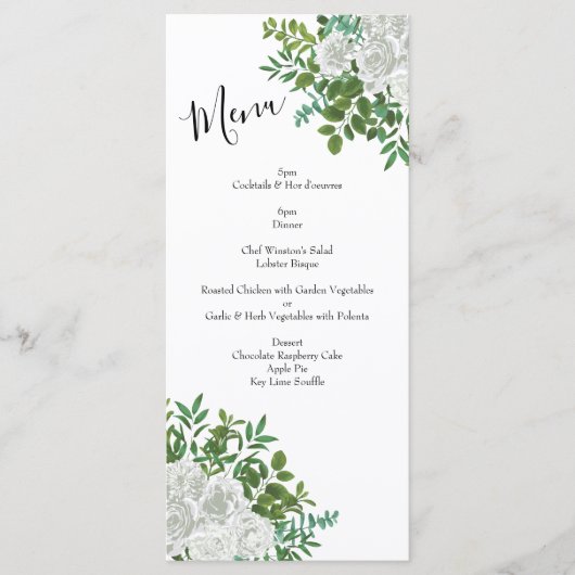 Menu Rose blanche Mariage Floral Classic (Devant)
