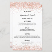 Menu rose blanche or élégant mariage (Devant / Derrière)