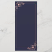 Menu Rose bleu Chic Marine Gold Floral Outline Mariage (Dos)