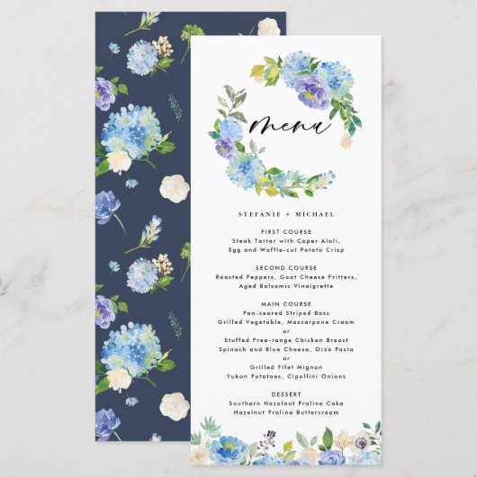 Menu Rose bleu et Mariage de couronne de fleurs d'Hydra (Devant / Derrière)