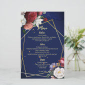 Menu rose bleu marine bordeaux menu mariage (Debout devant)