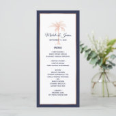 Menu Rose bleu marine Gold Cuivre Palm Tree Mariage (Debout devant)