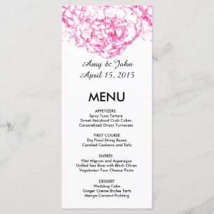 Menu rose carnation1 de mariage d'oeillet