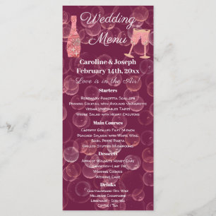 Menu rose Champagne Parties scintillant & Etoiles 