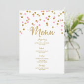 Menu rose-clair de mariage de confettis d'or (Debout devant)