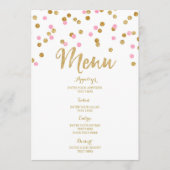 Menu rose-clair de mariage de confettis d'or (Devant)