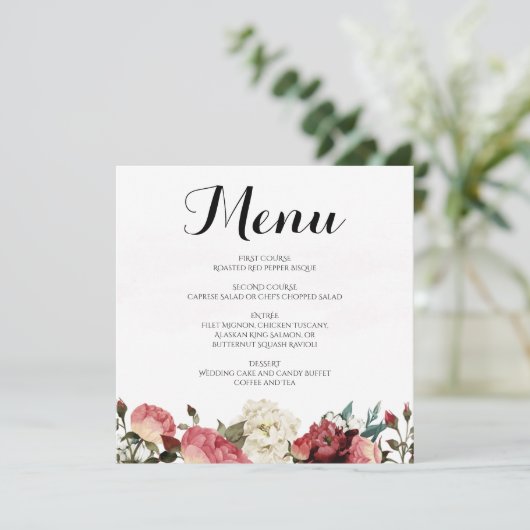 Menu rose de mariage (Debout devant)