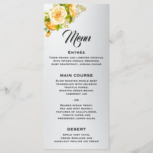 Menu Rose d'or Elegance Mariage d'argent (Devant)