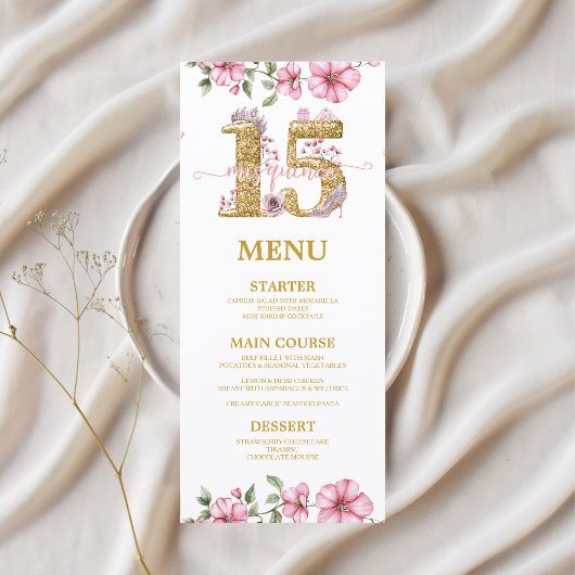 Menu Rose Doré Mes Quinze Ans Quinceañera