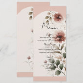 Menu Rose du désert rose et vert floral mariage verdure (Devant / Derrière)
