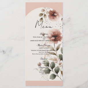 Menu Rose du désert rose et vert floral mariage verdure