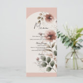 Menu Rose du désert Rose & Vert Floral Mariage (Debout devant)