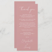 Menu Rose Dusty minimaliste Merci Mariage Place Card (Devant / Derrière)