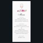 Menu Rose. Élégant mariage rose floral. Verre de vin<br><div class="desc">Menu mariage à fleurs roses avec roses et verre de vin. Convient pour l'anniversaire,  l'anniversaire et toute autre fête.</div>