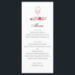 Menu Rose. Élégant mariage rose floral. Verre de vin<br><div class="desc">Menu mariage à fleurs roses avec roses et verre de vin. Convient pour l'anniversaire,  l'anniversaire et toute autre fête.</div>