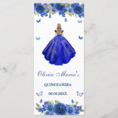 Menu Rose en argent bleu Quinceanera (Dos)