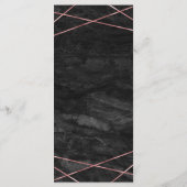 Menu Rose en marbre noir Ligne or Mariage géométrique M (Dos)